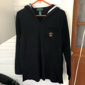 Lauren Navy Sailor V-Neck Knit Top